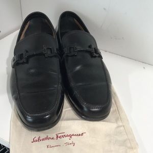 Black leather Ferragamo loafers